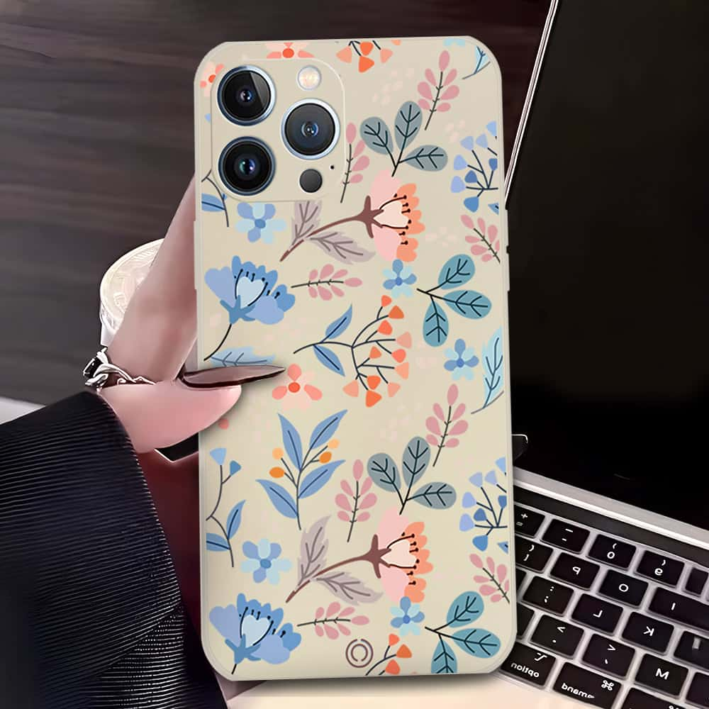 Floral Series Soft Phone Case - Design 1 - Offwhite - iPhone 13 Pro