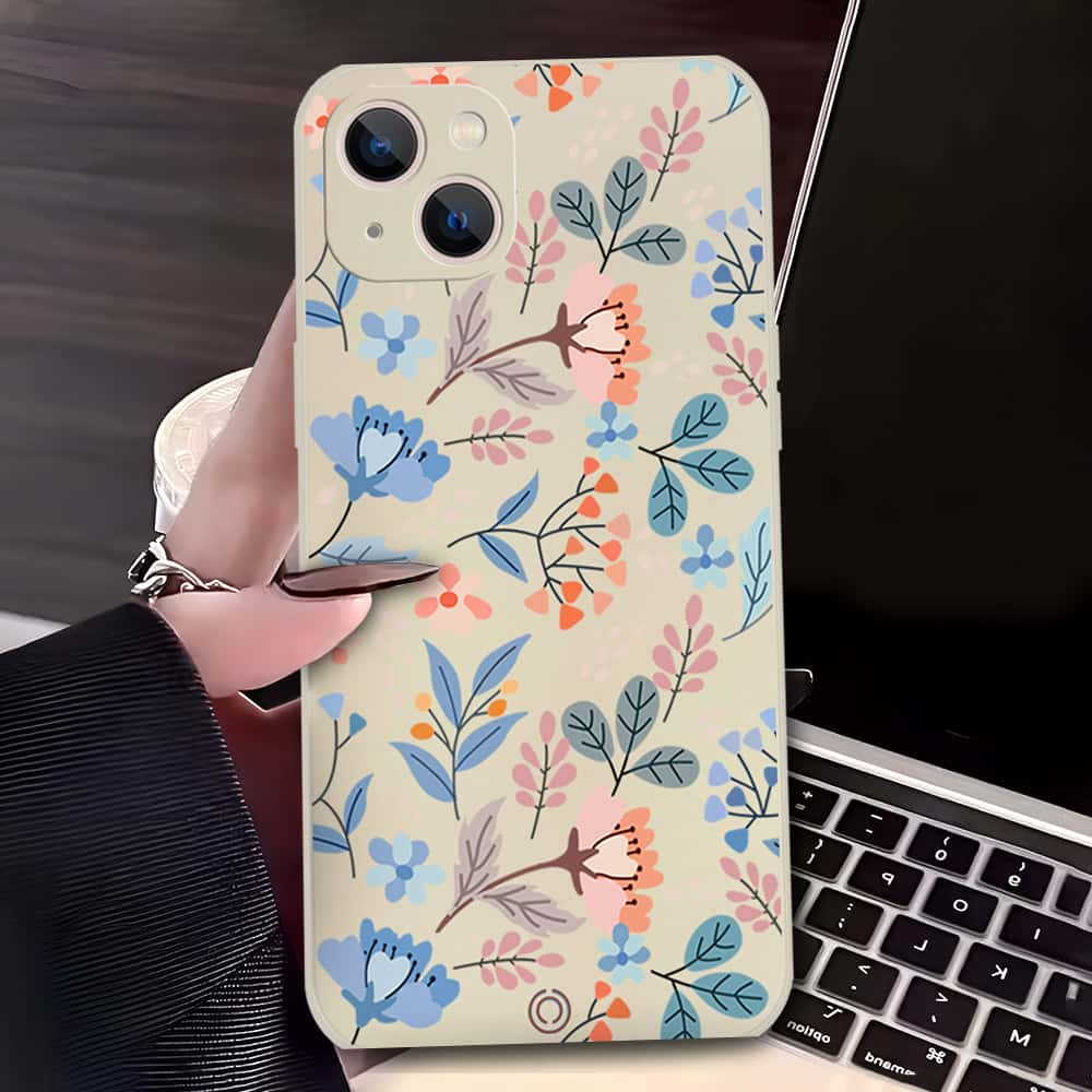 Floral Series Soft Phone Case - Design 1 - Offwhite - iPhone 13