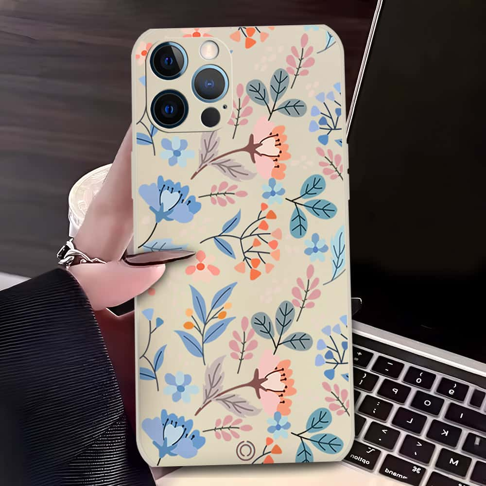 Floral Series Soft Phone Case - Design 1 - Offwhite - iPhone 12 Pro