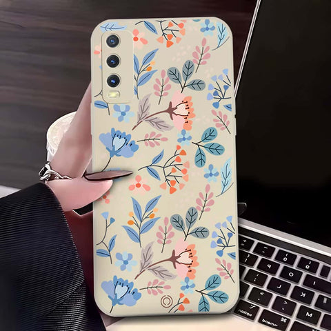 Floral Series Soft Phone Case - Design 1 - Offwhite - Vivo Y12s