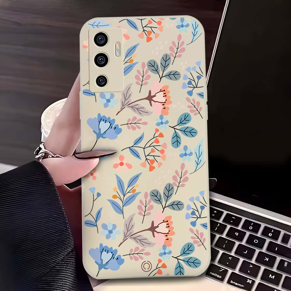 Floral Series Soft Phone Case - Design 1 - Offwhite - Vivo S10e