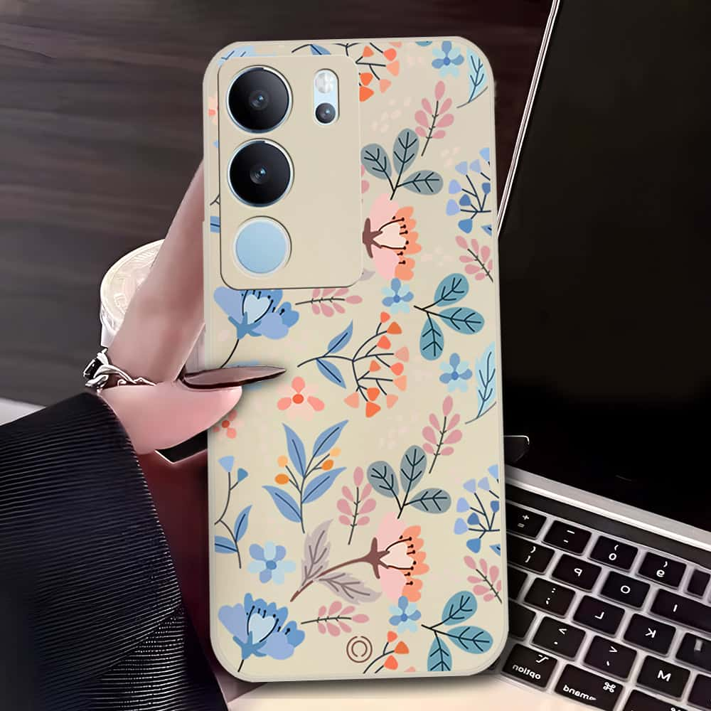 Floral Series Soft Phone Case - Design 1 - Offwhite - Vivo S17