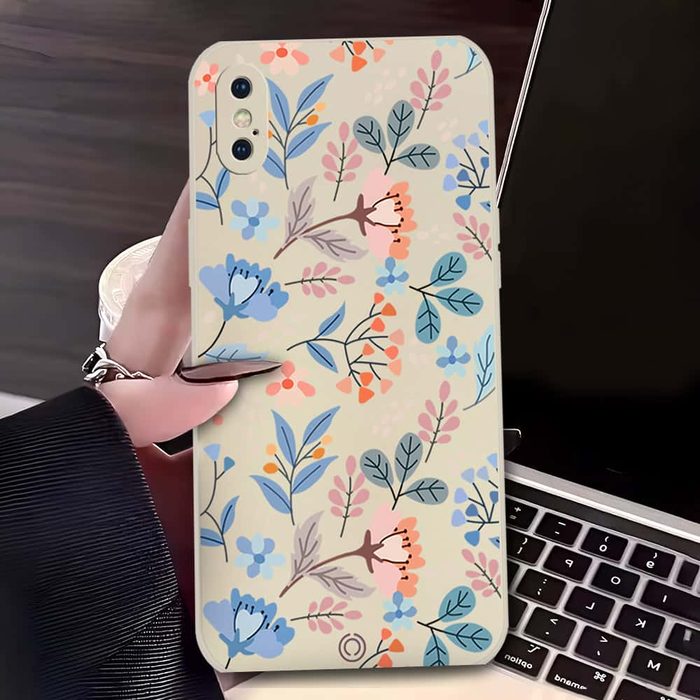 Floral Series Soft Phone Case - Design 1 - Offwhite - iPhone XS / X