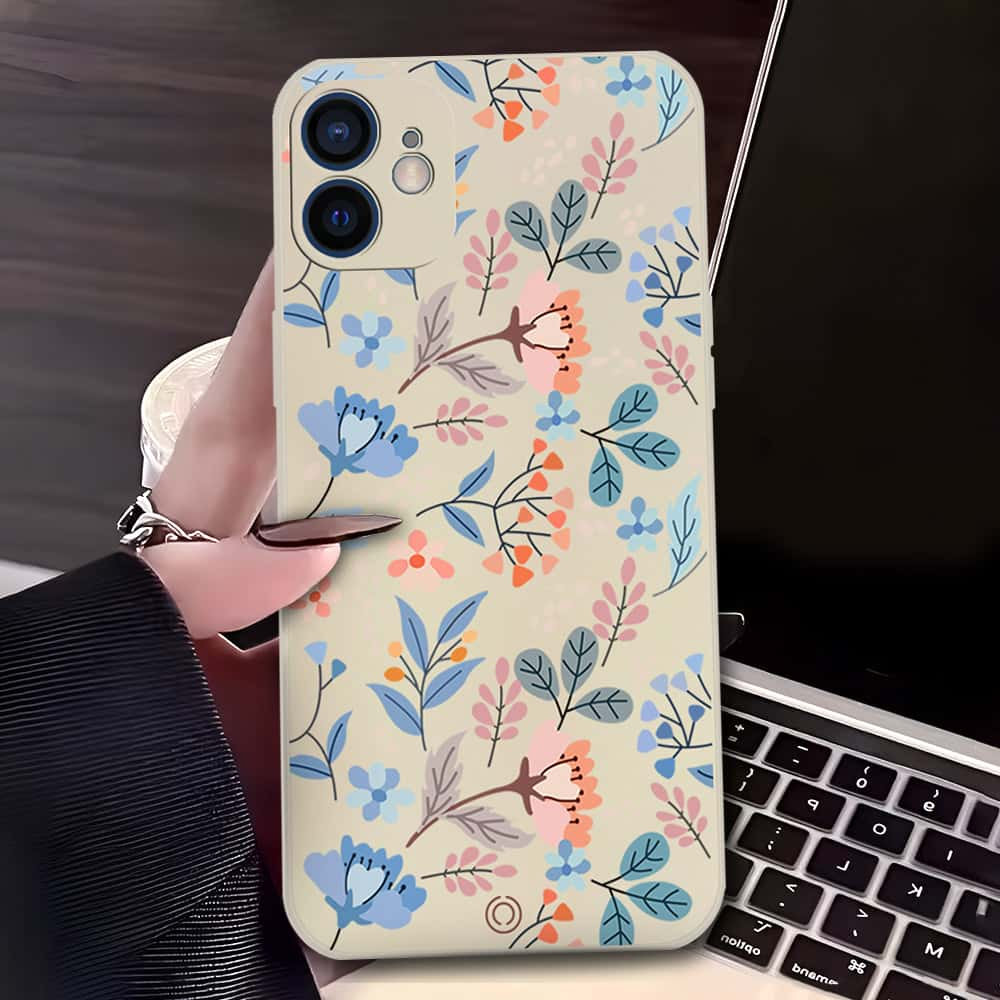 Floral Series Soft Phone Case - Design 1 - Offwhite - iPhone 12 Mini