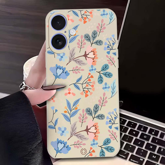 Floral Series Soft Phone Case - Design 1 - Offwhite - iPhone 16