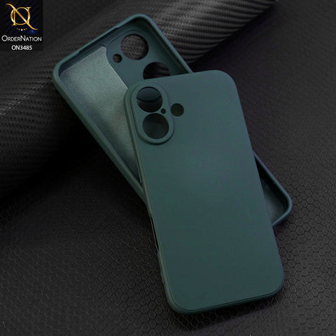 iPhone 16 Cover - Dark Green - ONation Silica Gel Series - HQ Liquid Silicone Elegant Colors Camera Protection Soft Case