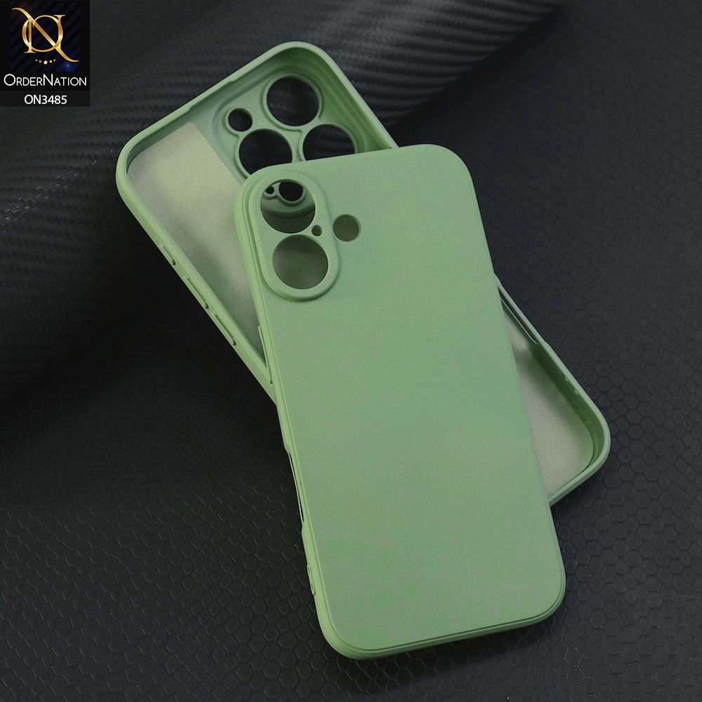 iPhone 16 Cover - Light Green - ONation Silica Gel Series - HQ Liquid Silicone Elegant Colors Camera Protection Soft Case