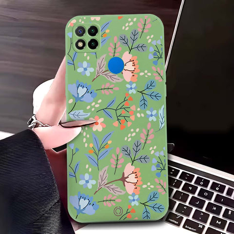 Xiaomi Redmi 9C Cover - Light Green - D1 - ONation Floral Series - HQ Liquid Silicone Soft Case