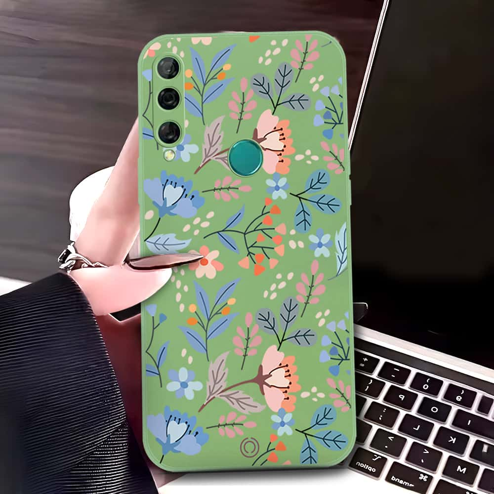 Huawei Y9 Prime 2019 Cover - Light Green - D1 - ONation Floral Series - HQ Liquid Silicone Soft Case