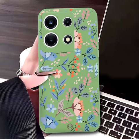 Infinix Note 30 Pro Cover - Light Green - D1 - ONation Floral Series - HQ Liquid Silicone Soft Case