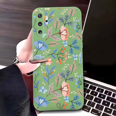 Samsung Galaxy Note 10 Plus Cover - Light Green - D1 - ONation Floral Series - HQ Liquid Silicone Soft Case