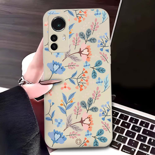Xiaomi 12X Cover - Off White - D1 - ONation Floral Series - HQ Liquid Silicone Soft Case