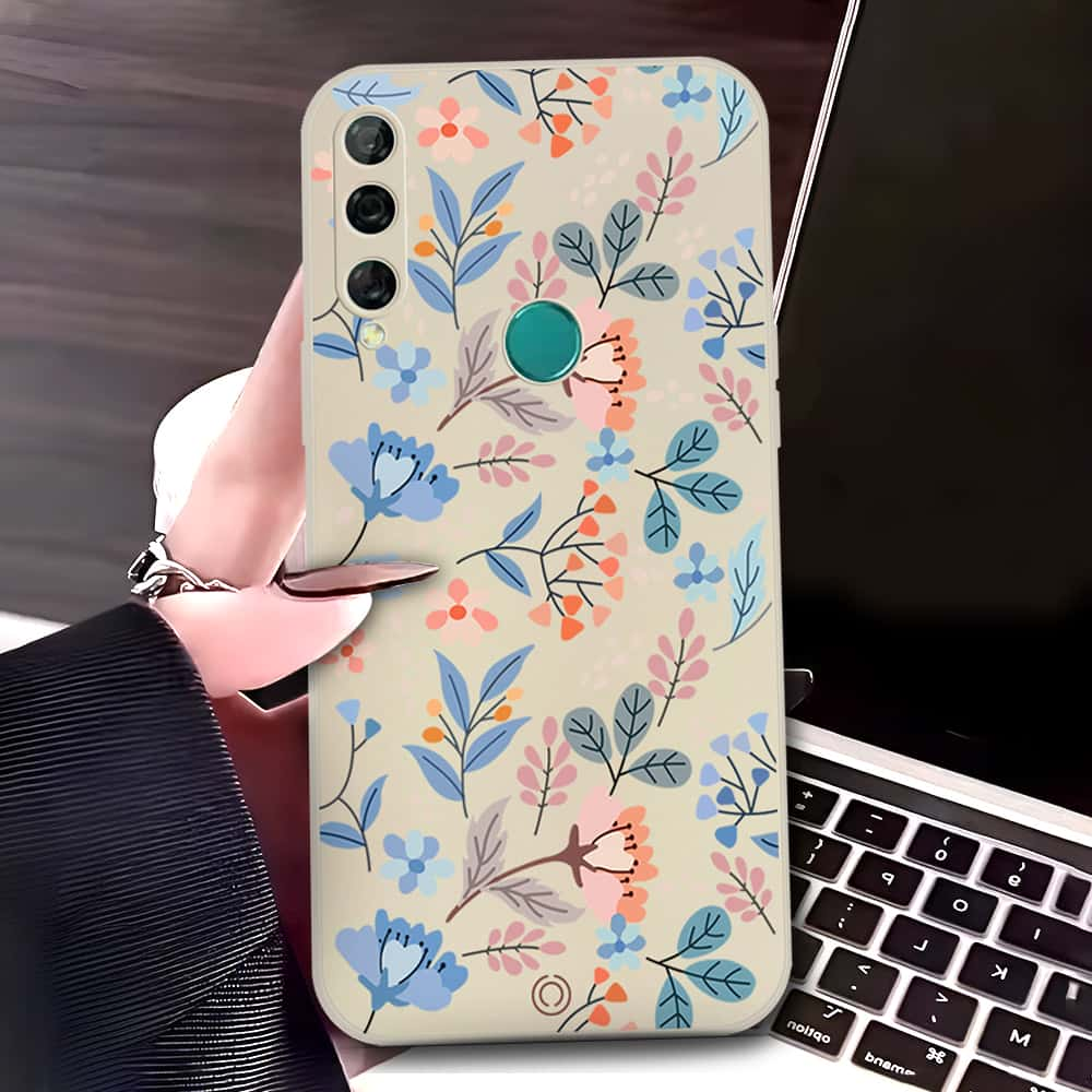 Huawei Y9 Prime 2019 Cover - Off White - D1 - ONation Floral Series - HQ Liquid Silicone Soft Case