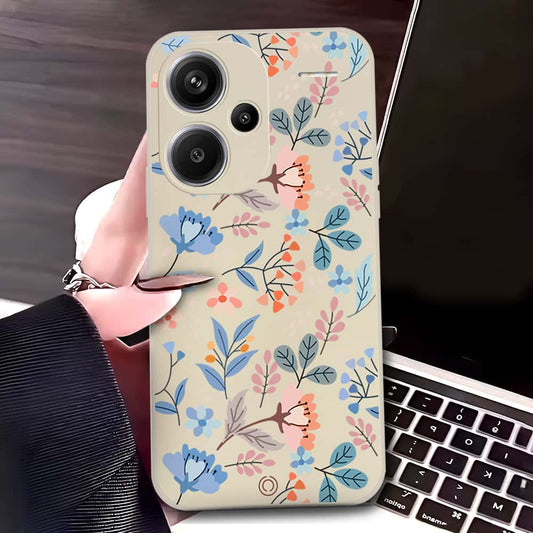 Xiaomi Redmi Note 13 Pro Plus 5G Cover - Off White - D1 - ONation Floral Series - HQ Liquid Silicone Soft Case