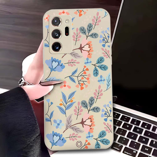 Samsung Galaxy Note 20 Ultra Cover - Off White - D1 - ONation Floral Series - HQ Liquid Silicone Soft Case