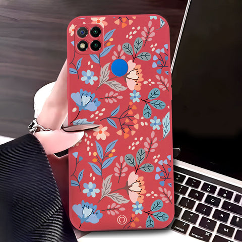 Xiaomi Redmi 9C Cover - Red - D1 - ONation Floral Series - HQ Liquid Silicone Soft Case