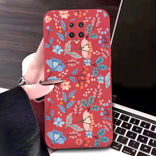 Xiaomi Poco M2 Pro Cover - Red - D1 - ONation Floral Series - HQ Liquid Silicone Soft Case