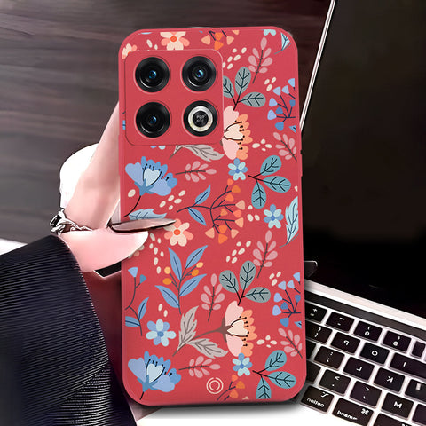 OnePlus 10 Pro Cover - Red - D1 - ONation Floral Series - HQ Liquid Silicone Soft Case