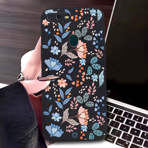 Oppo A12 Cover - Black - D1 - ONation Floral Series - HQ Liquid Silicone Soft Case