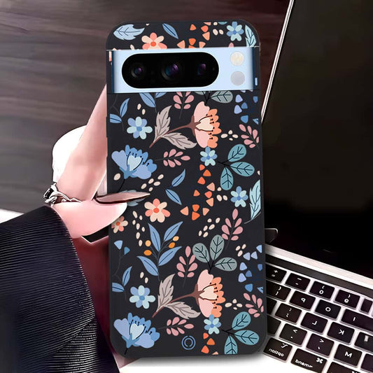 Google Pixel 8 Pro Cover - Black - D1 - ONation Floral Series - HQ Liquid Silicone Soft Case