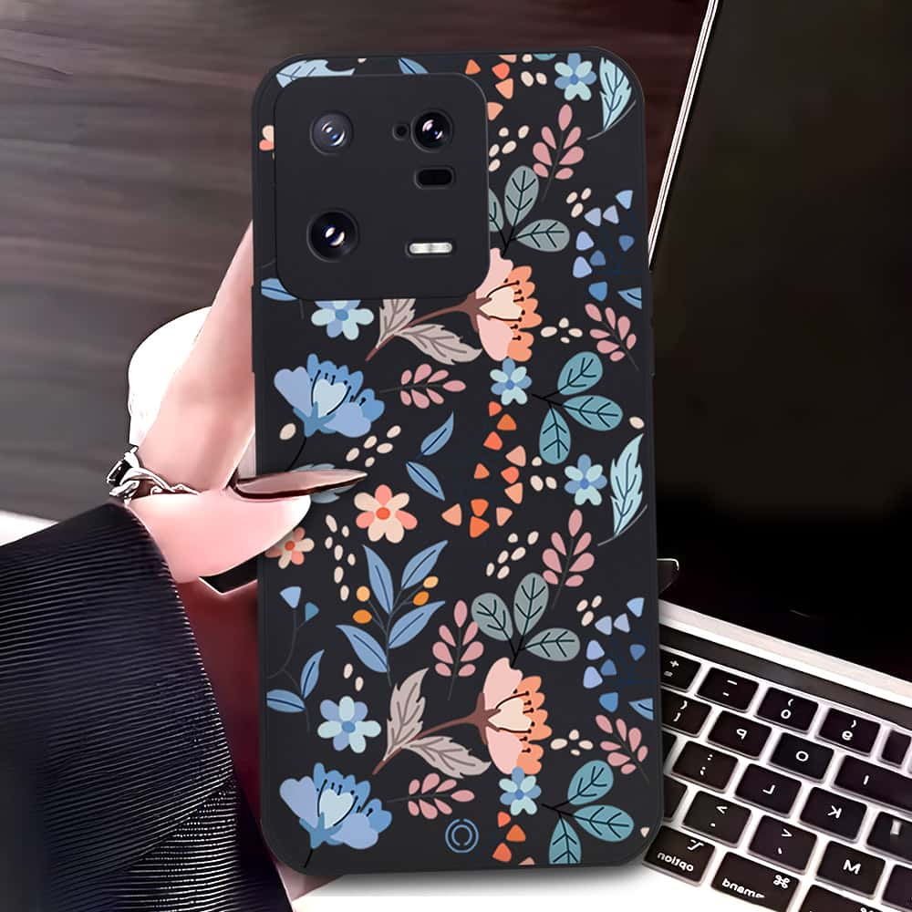 Xiaomi 13 Pro Cover - Black - D1 - ONation Floral Series - HQ Liquid Silicone Soft Case