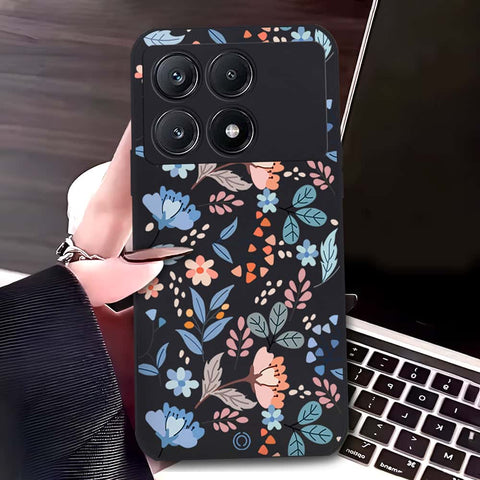 Xiaomi Poco X6 Pro Cover - Black - D1 - ONation Floral Series - HQ Liquid Silicone Soft Case