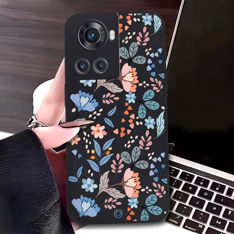 OnePlus Ace Cover - Black - D1 - ONation Floral Series - HQ Liquid Silicone Soft Case