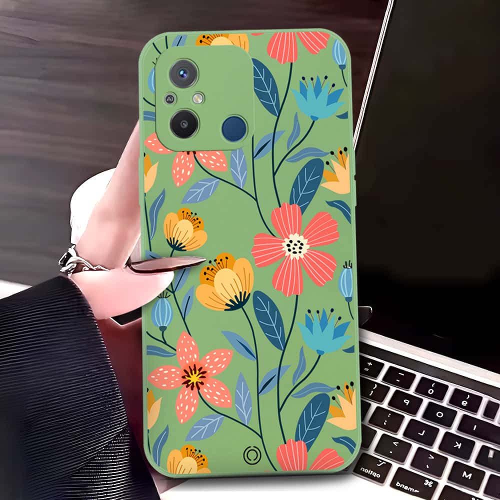 Vivo Y11s Cover - Light Green - D2 - ONation Floral Series - HQ Liquid Silicone Soft Case