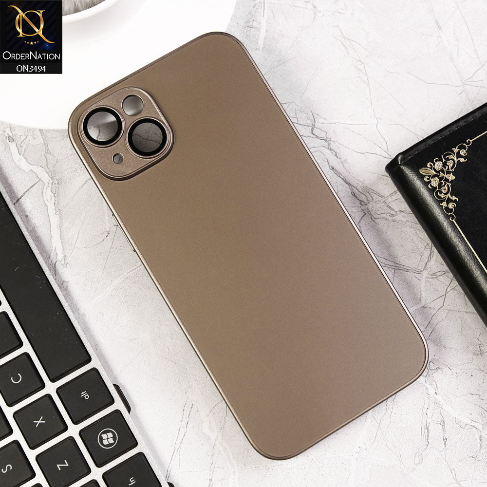 iPhone 13 Cover - Desert Titanium - AG Frosted Glass Soft Silicone Border Case With Camera Protection