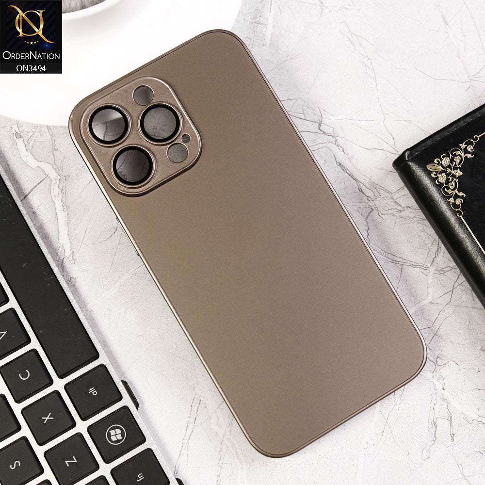 iPhone 13 Pro Cover - Desert Titanium - AG Frosted Glass Soft Silicone Border Case With Camera Protection