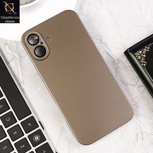 iPhone 16 Cover - Desert Titanium - AG Frosted Glass Soft Silicone Border Case With Camera Protection