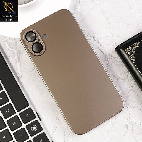 iPhone 16 Plus Cover - Desert Titanium - AG Frosted Glass Soft Silicone Border Case With Camera Protection