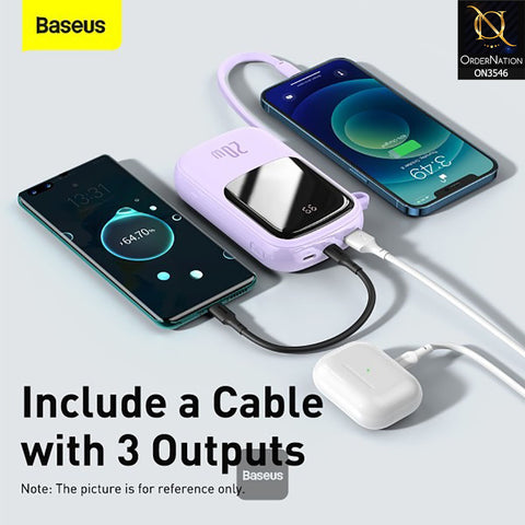 Baseus Qpow Pro Digital Display 20W 10,000mah IP Cable - Fast Charge Power Bank - Purple