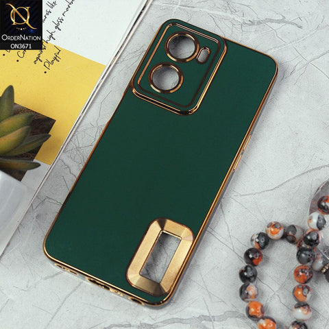 Oppo A77s Cover - Green -All New Electroplating Borders With Logo Hole Protective Soft Silicon Case