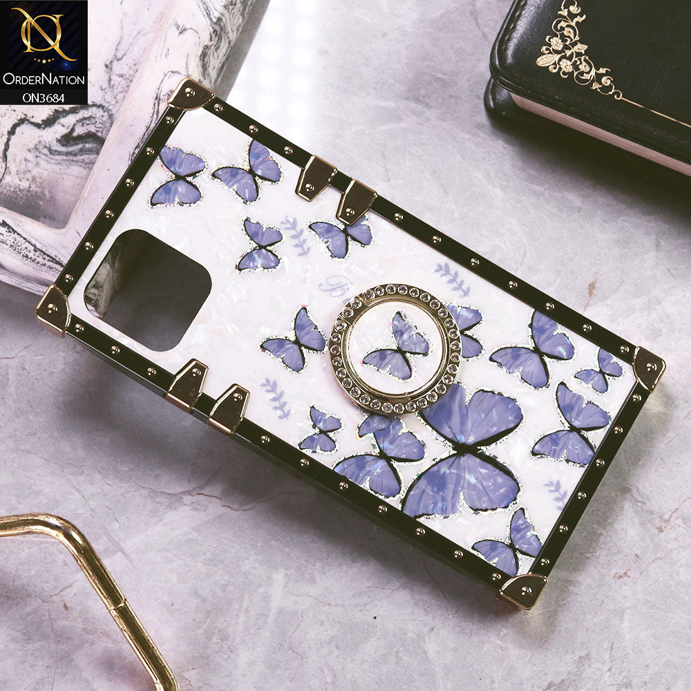 iPhone 15 Pro Max Cover - Design5 - Trendy Holographic Design Golden Square Case with Matching Bling Ring Holder