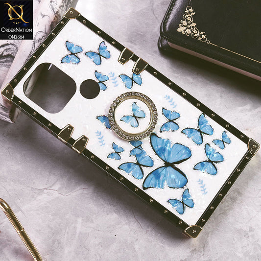 Xiaomi Redmi A1 Cover - Design6 - Trendy Holographic Design Golden Square Case with Matching Bling Ring Holder