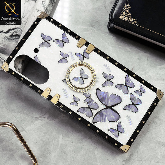 Xiaomi Redmi 13C Cover - Design5 - Trendy Holographic Design Golden Square Case with Matching Bling Ring Holder