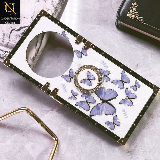 Xiaomi Poco C75 Cover - Design5 - Trendy Holographic Design Golden Square Case with Matching Bling Ring Holder