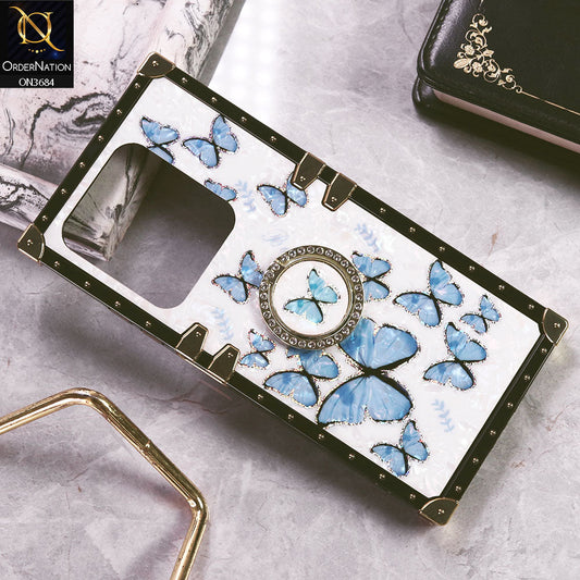 Tecno Spark Go 2023 Cover - Design6 - Trendy Holographic Design Golden Square Case with Matching Bling Ring Holder