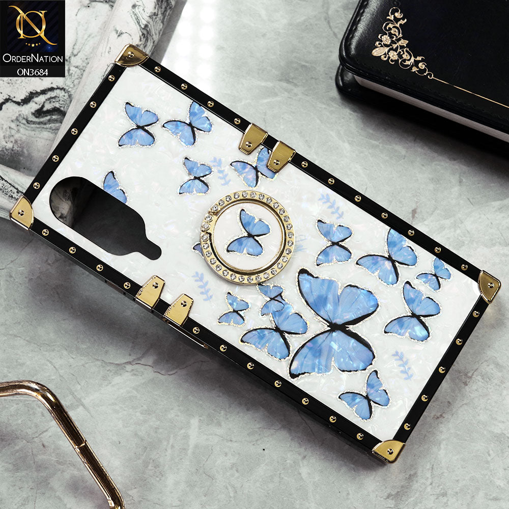 Vivo Y17s Cover - Design6 - Trendy Holographic Design Golden Square Case with Matching Bling Ring Holder