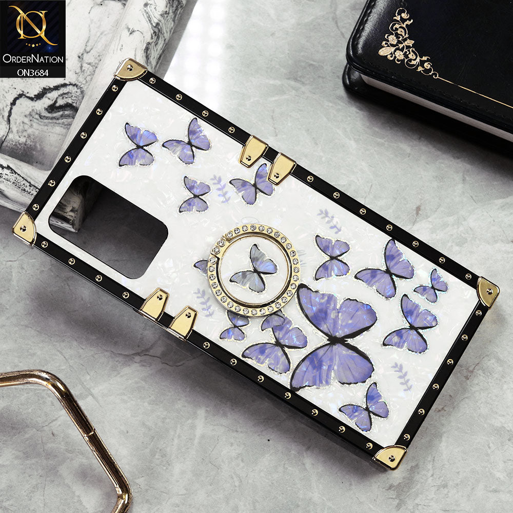 Oppo Reno 6 Cover - Design5 - Trendy Holographic Design Golden Square Case with Matching Bling Ring Holder