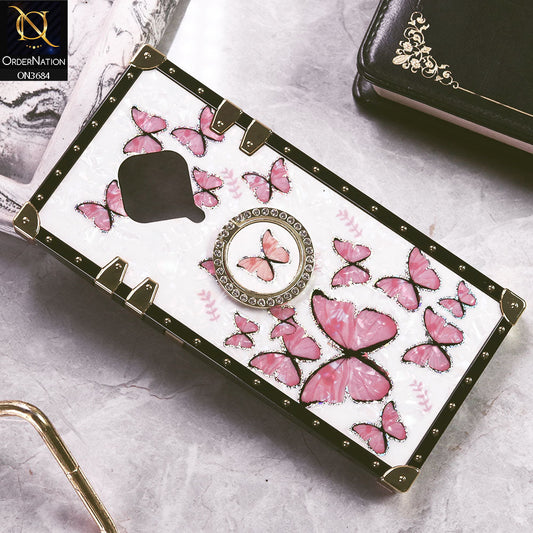Vivo S1 Pro Cover - Design1 - Trendy Holographic Design Golden Square Case with Matching Bling Ring Holder