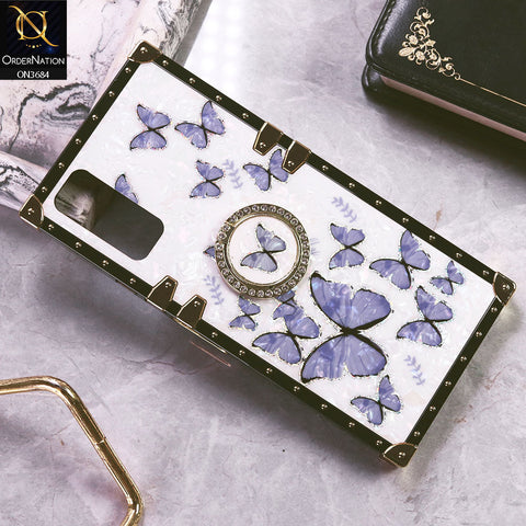Vivo Y11s Cover - Design5 - Trendy Holographic Design Golden Square Case with Matching Bling Ring Holder