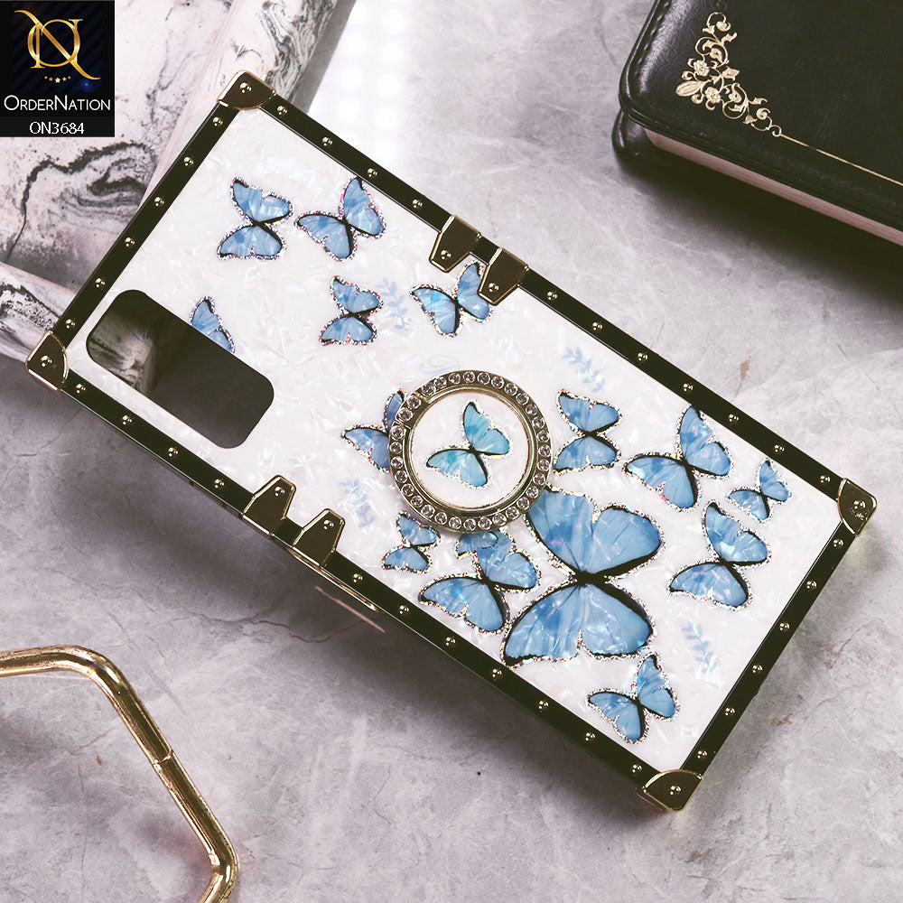Vivo Y11s Cover - Design6 - Trendy Holographic Design Golden Square Case with Matching Bling Ring Holder