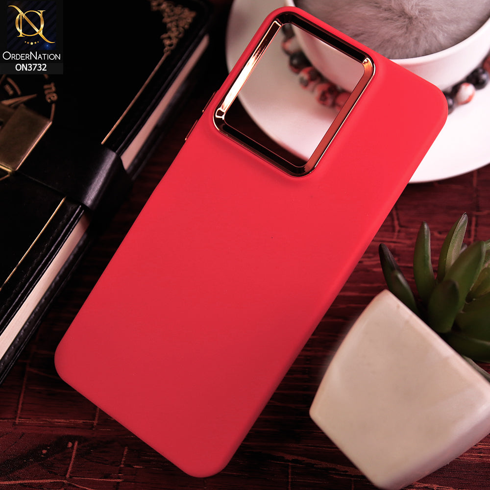 Vivo Y22 Cover - Red -Electroplated Camera Border Soft Silicon Case