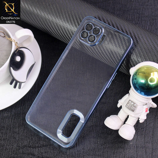 Oppo F17 Pro Cover - Sierra Blue -  Electroplating Borders Logo Hole Camera Lens Protection Soft Silicone Case