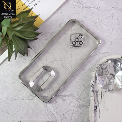 Vivo S1 Pro Cover - Silver - Electroplating Borders Logo Hole Camera Lens Protection Soft Silicone Case