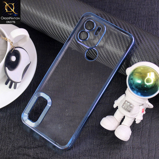 Xiaomi Poco C50 Cover - Blue -  Electroplating Borders Logo Hole Camera Lens Protection Soft Silicone Case