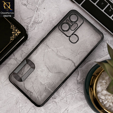 Infinix Smart 6 Plus - Black - Electroplating Borders Logo Hole Camera Lens Protection Soft Silicone Case