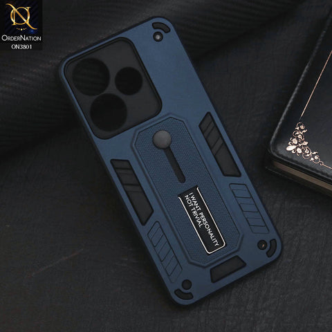 Xiaomi Redmi Note 13R Cover - Midnight Blue - Hybrid Stylish Slide Finger Grip With Metal Kickstand Soft Borders Case